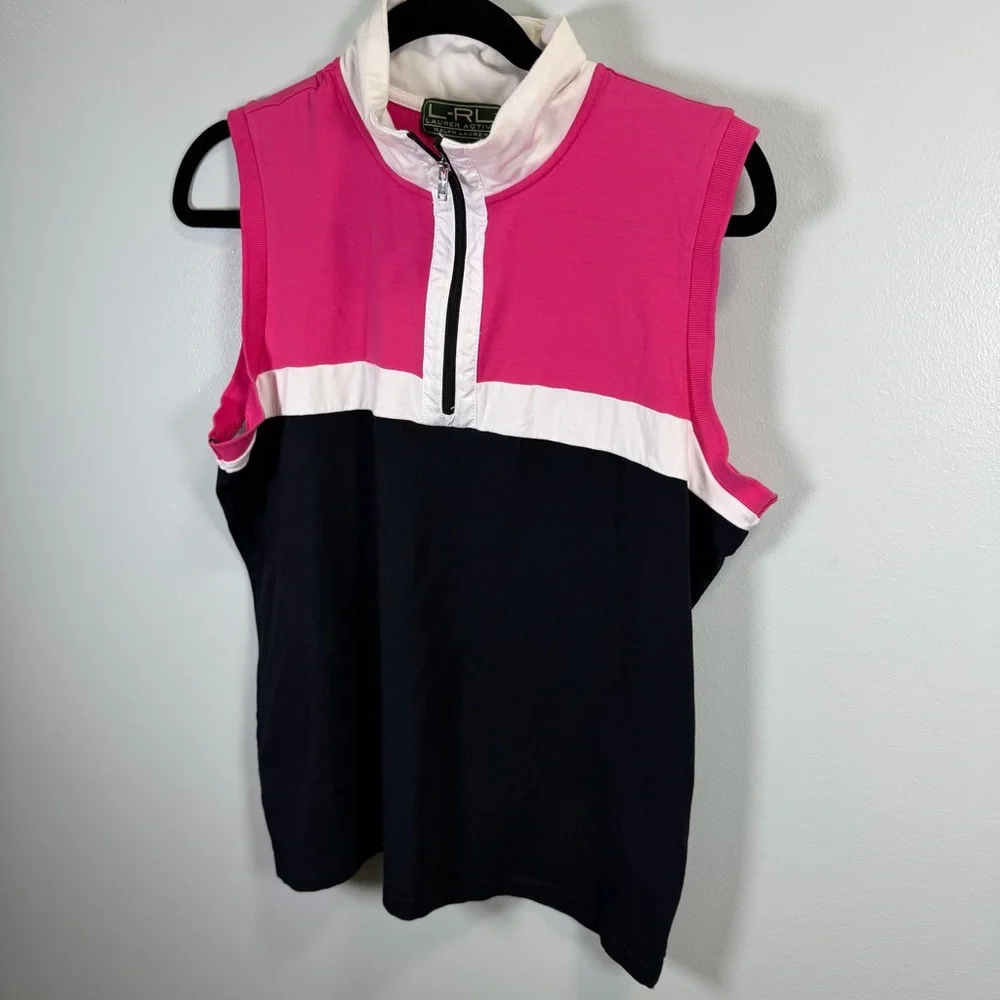 Ralph Lauren Active Colorblock Sleeveless Top Pink, White, and Black Sz XL - Picture 3 of 7